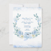 Poudre de pivoine Aquarelles bleues Invitation (Dos)