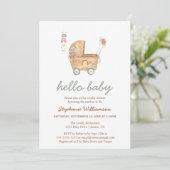 Poudre | Invitation au Baby shower de transport de (Debout devant)