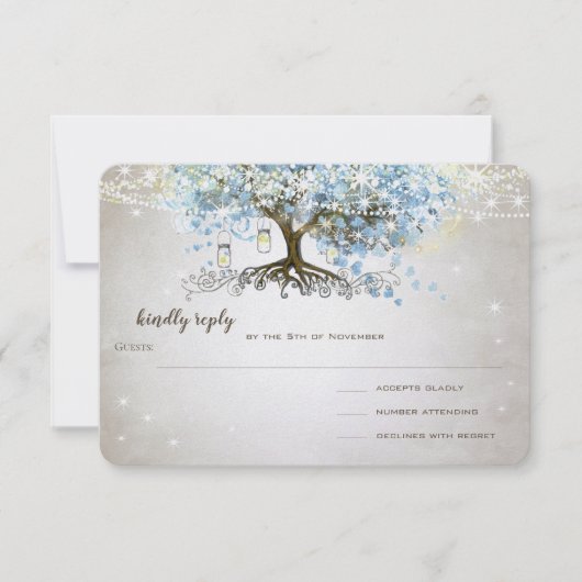 Poudre légère Bleu Carrosserie Mariage Arbre RSVP (Devant)