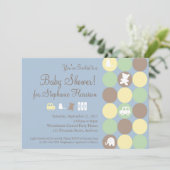 Poudre Points Bleus Boy Baby shower Invitation (Debout devant)
