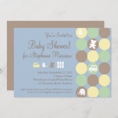 Poudre Points Bleus Boy Baby shower Invitation (Devant / Derrière)
