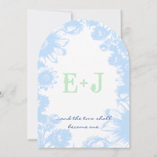 Poudre poussiéreuse Faire-part de mariage bleu et (Dos)