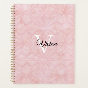 Poudre rose Batik Élégant Nom du monogramme