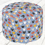 Pouf Cute Funny Kitty Chat Motif bleu<br><div class="desc">Des chatons adorables pour les amoureux des animaux et les chats partout. Art original de Nic Squirrell.</div>