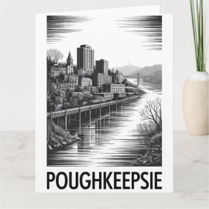 Poughkeepsie New York Silhouette Zwart Wit Houtsne Kaart