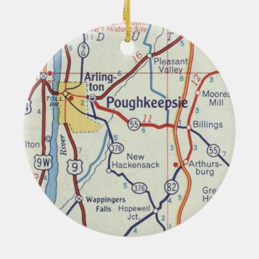 Poughkeepsie NY  Map Keramisch Ornament (Achterkant)
