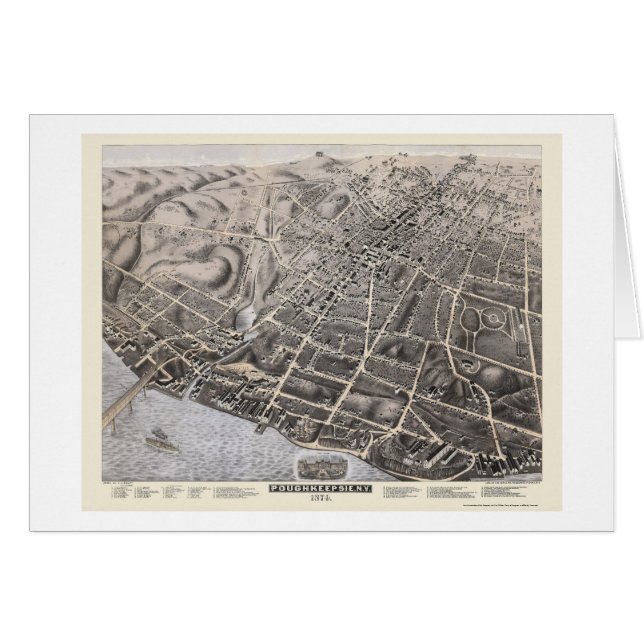 Poughkeepsie, NY Panoramic Map - 1874 (Voorkant Horizontaal)