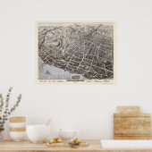 Poughkeepsie, NY Panoramic Map - 1874 Poster (Keuken)