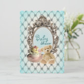 poule à cornes teddy ourson invitation à la douche (Debout devant)