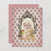 poule à cornes teddy ourson invitation à la douche (Devant / Derrière)