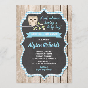 Poule bébé invitation garçon, bébé bleu