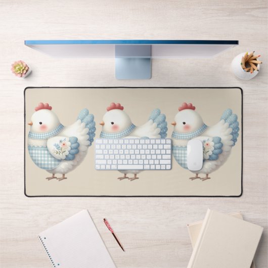 Poule de Cottage en Gingham Bleu (Bureau 1)