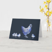Poule de saule et carte de voeux bleues de (Fleur jaune)