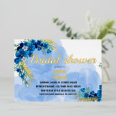 Poule d'or bleu fleur nuptiale invitation douche (Debout devant)