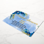 Poule d'or bleu fleur nuptiale invitation douche (Rotation)