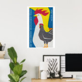 Poule et Coq - Impression Boîte d'Allumettes - Mur (Bureau à domicile)