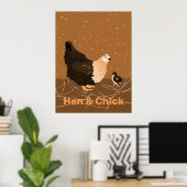 Poule et poussin, impression de poster de cuisine (Bureau à domicile)