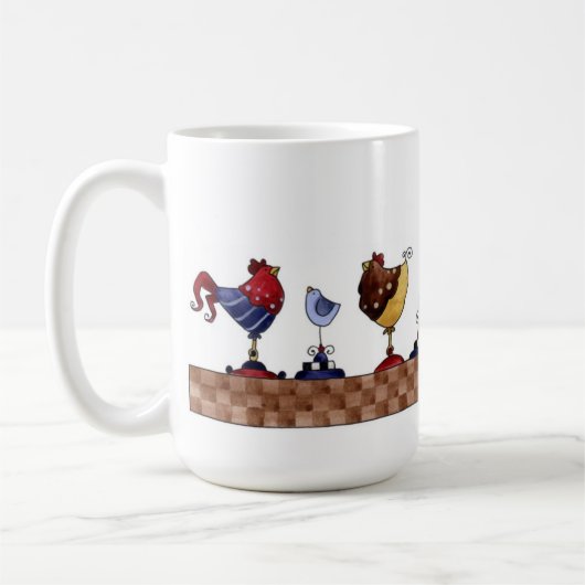 Poules dans une rangée - tasse (Gauche)