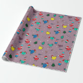 Poules de Noël papier cadeau violet (Déroulé)