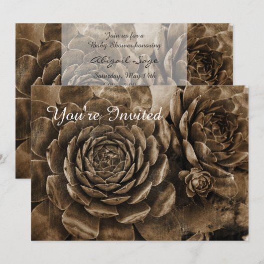 Poules et poulets Invitation de Baby showers succu (Devant / Derrière)