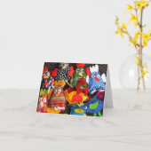 Poules folles marionnettes à doigt Carte pour note (Fleur jaune)