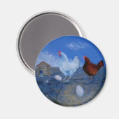 Poules mignonnes/ poulets Aimant d'art personnalis (Recto/Verso)