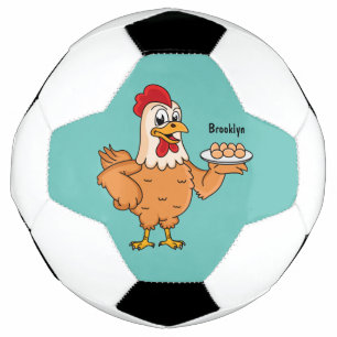 Poulet avec oeufs sur plaque de dessin animé