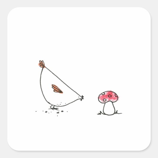 Poulet avec Stickers Carré de champignons (Devant)
