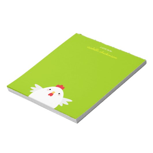 Poulet blanc sur Bloc-notes personnalisable vert (Tourné)
