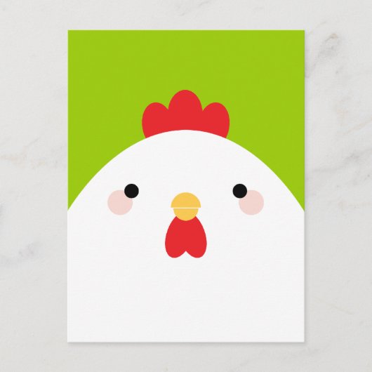 Poulet blanc sur cartes postales vertes (Devant)