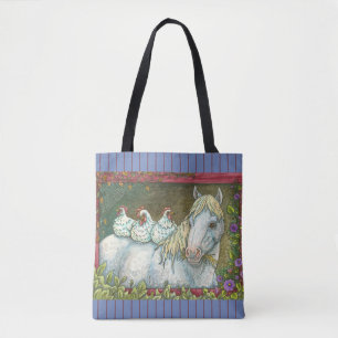 POULET DANS LA STABLE, SAC FOURRE-TOUT CHEVAL Bleu