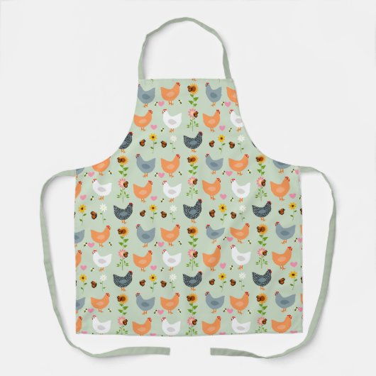 Poulet dans les fleurs Vert tablier (Recto)