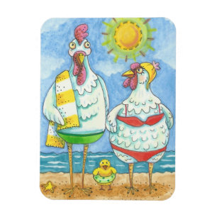 POULET DE MER, MAGNET DE DESSIN AMUSANT Rect.