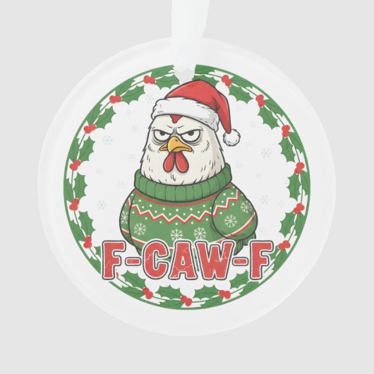 Poulet drôle et bizarre F-CAW-F décoration de Noël (devant)