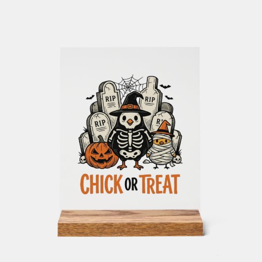 Poulet drôle ou traitement Halloween poulet graphi (Recto)