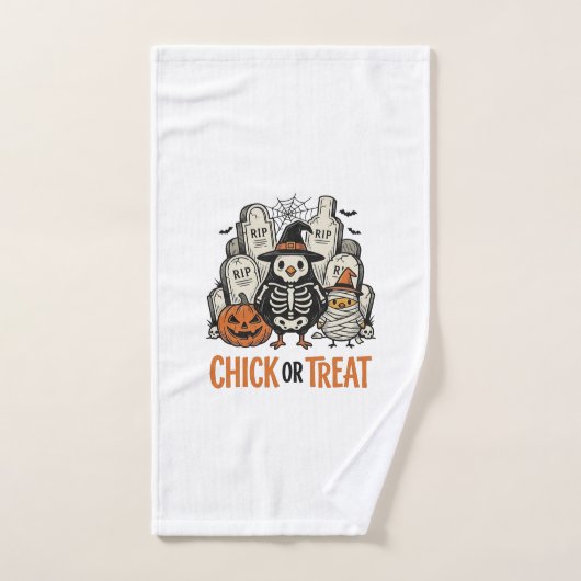 Poulet drôle ou traiter Graphique de poulet Hallow (Serviette à main)