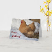 Poulet En Neige Carte Anniversaire (Fleur jaune)