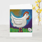 Poulet et carte de voeux d'oeufs (Fleur jaune)
