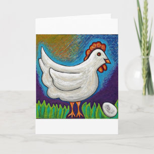 Poulet et carte de voeux d'oeufs