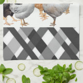 Poulet noir blanc Plaid Serviette de cuisine (Plié)