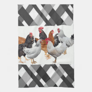 Poulet noir blanc Plaid Serviette de cuisine