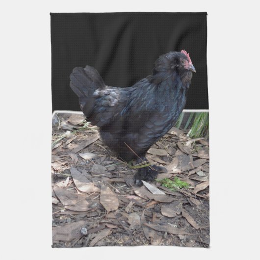 Poulet Noir Dimensional Art, Serviette de thé (Vertical)