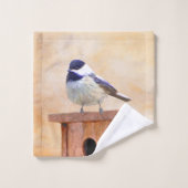 Poulet sur la peinture d'oiseaux Art original (Gant de toilette)