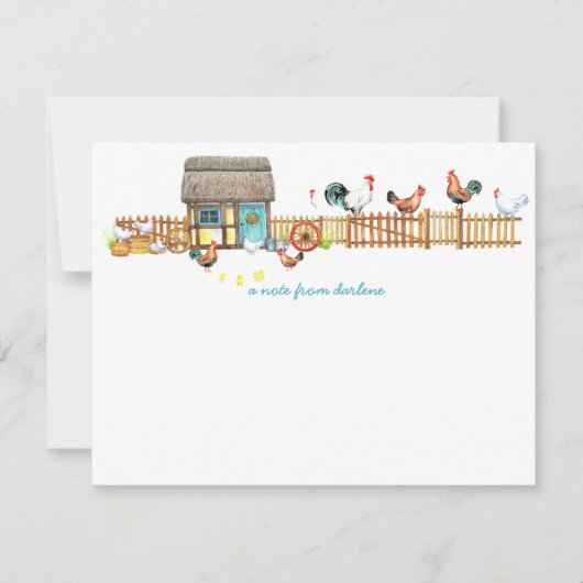 Poulet sur une clôture Fancy Poulet Coop | Carte d (Devant)