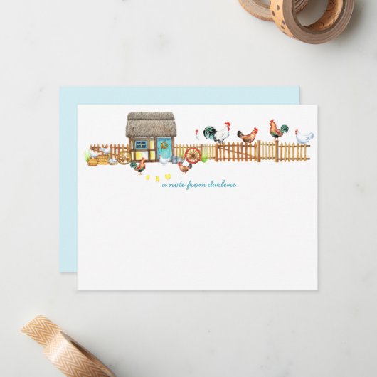 Poulet sur une clôture Fancy Poulet Coop | Carte d (Devant/Arrière en situation)