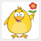Poulet Tenant Un Stickers Fleur (Devant)