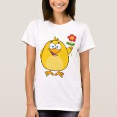 Poulet Tenant Un T-shirt Fleur Femme (Devant)