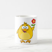 Poulet Tenant Une Mug Fleur