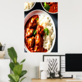 poulet tikka masala avec du riz | AI Art Poster (Bureau à domicile)