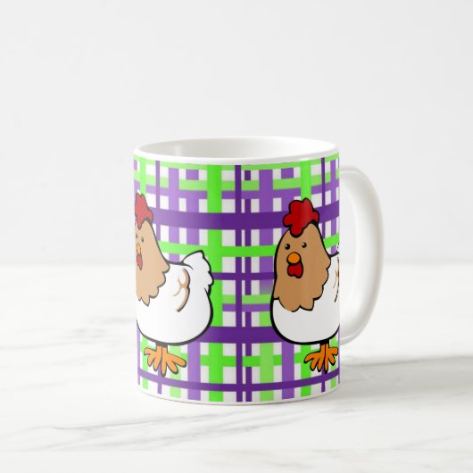 Poulet vert pourpre Plaid Mug (Devant droit)